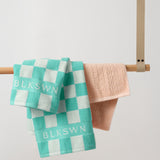 Checkerboard Hand Towels Electric Green