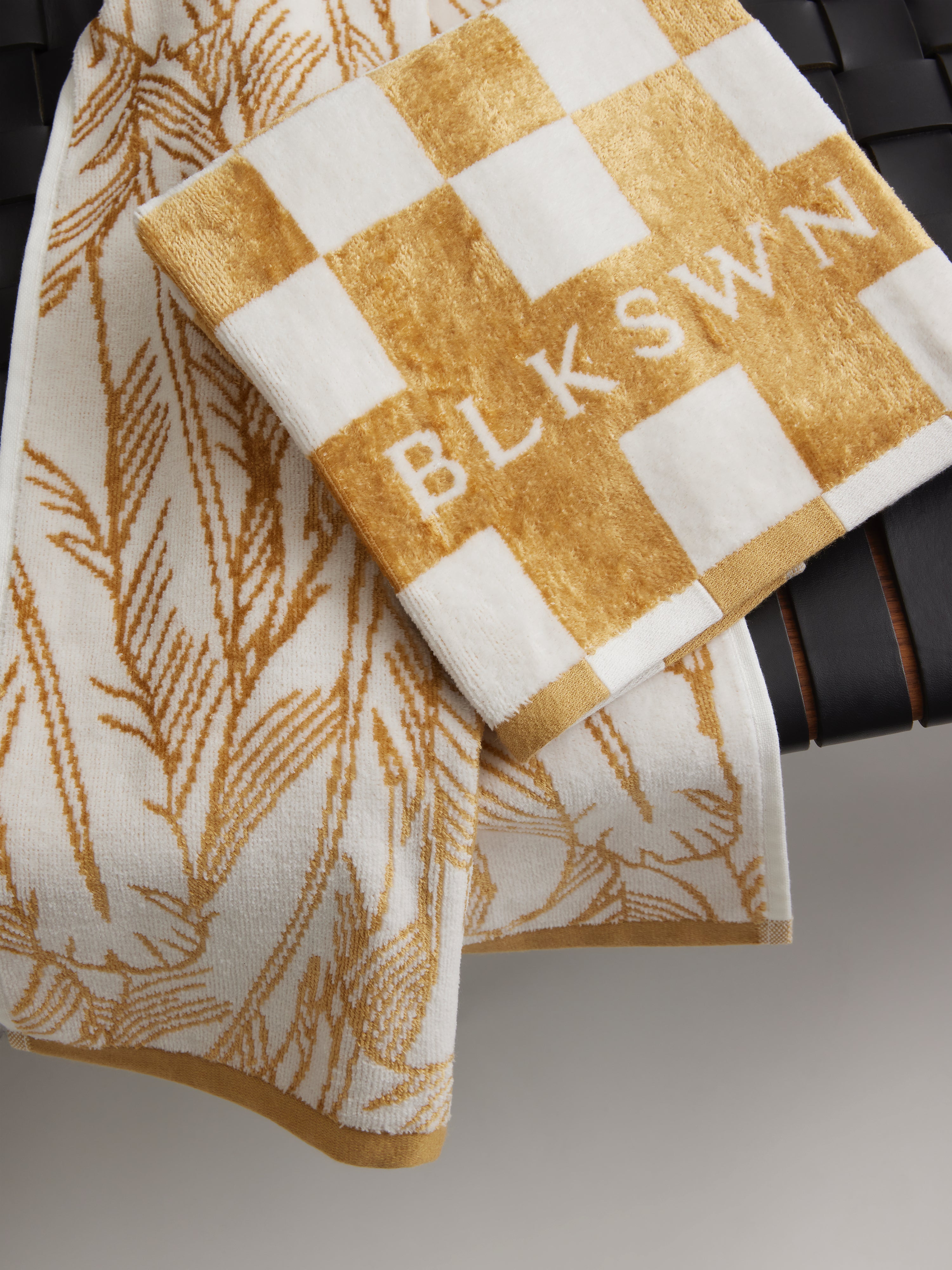 Checkerboard Gold & White Hand Towel